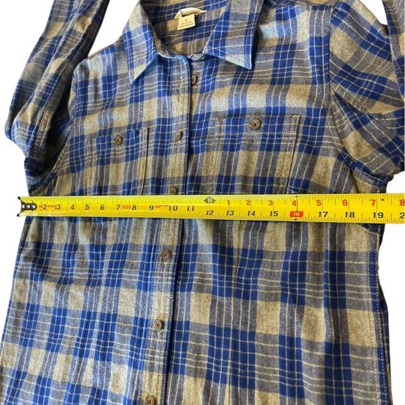 Duluth Trading Co Free Swingin Plaid Flannel Shirt Blue Gray Womens Small - Picture 3 of 8